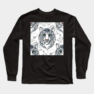 Continuous Line White Tiger Portrait. 2022 New Year Symbol by Chinese Horoscope Long Sleeve T-Shirt